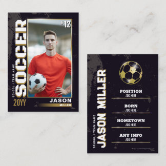 Soccer Trading Card, Soccer Player Card Black Gold