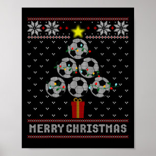 Soccer Tree Bylls Merry Christmas Ugly Sweater  Poster
