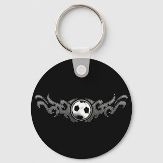 Soccer Tribal Flames Grey Keychain
