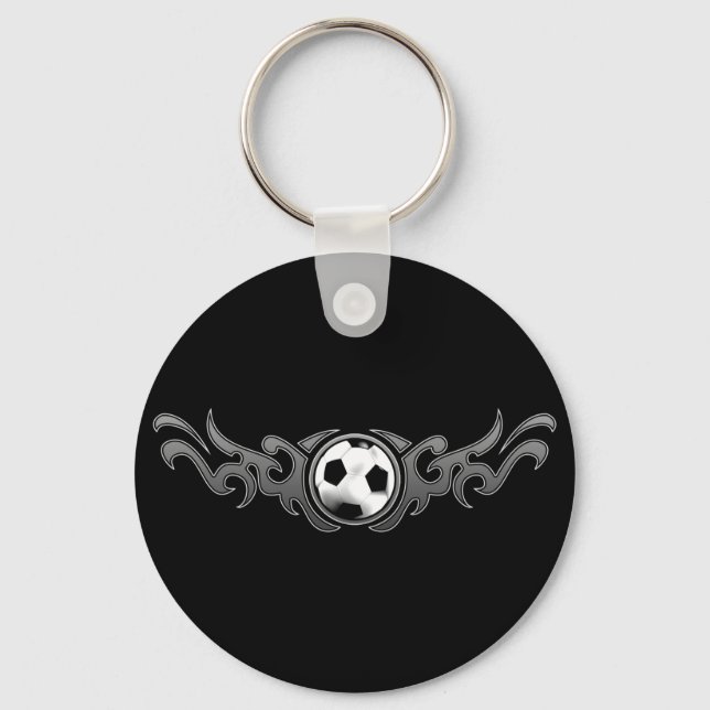 Soccer Tribal Flames Grey Keychain (Front)