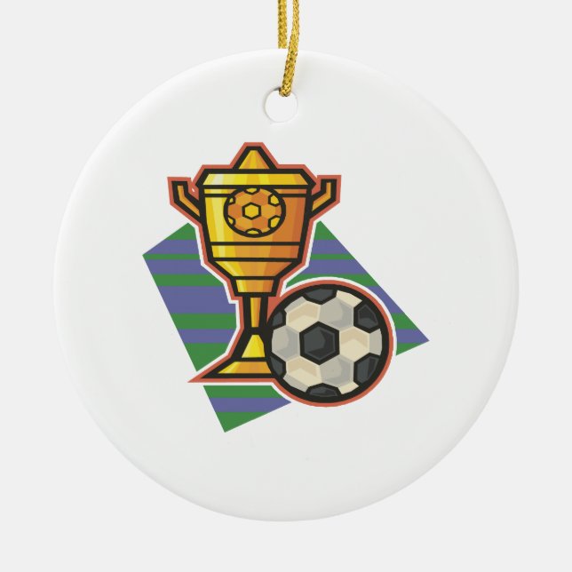Soccer Trophy Ceramic Ornament (Front)