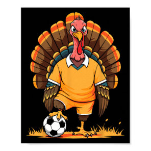 Soccer Turkey Pilgrim Thanksgiving Pumpkin Kids Bo Poster