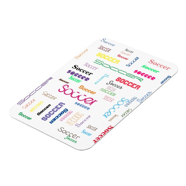 Soccer Typography Flexible Photo Magnet (Left Side)
