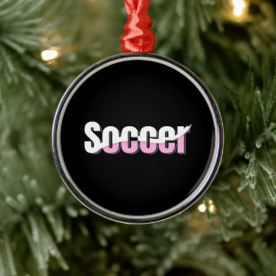 Soccer Typography Modern Art Abstract Swish Metal Ornament