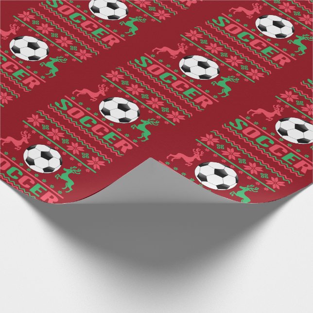 Soccer Ugly Holiday Sweater Wrapping Paper (Corner)