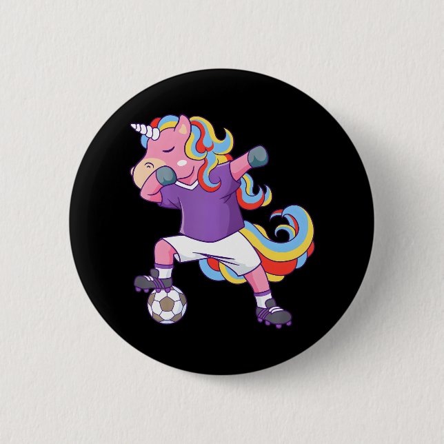 Soccer Unicorn Dabbing Button (Front)