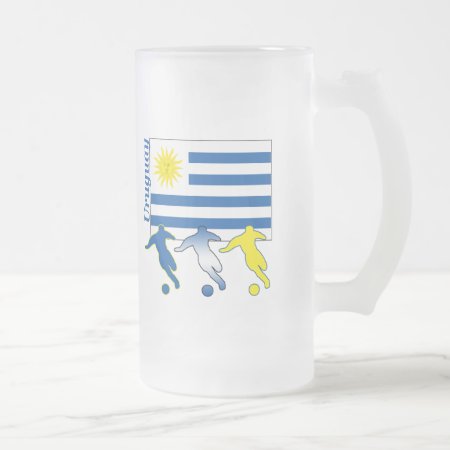 Soccer Uruguay Frosted Glass Beer Mug