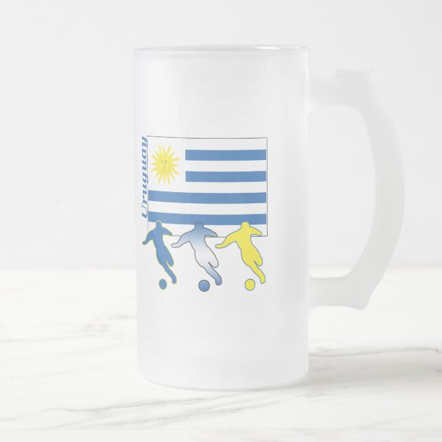 Soccer Uruguay Frosted Glass Beer Mug (Right)