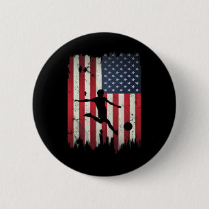 Soccer Usa American Flag 4th Of July Patriotic Spo Button