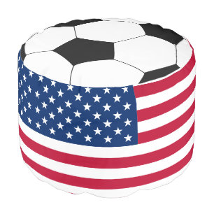 Soccer USA flag Round Pouf