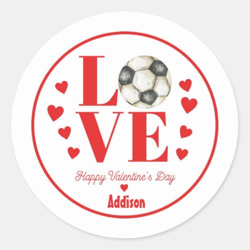 Soccer Valentine Sticker LOVE Soccer  Classic Round Sticker