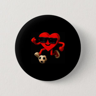 Soccer Valentines Day Cute Funny Heart Boys Girls Button