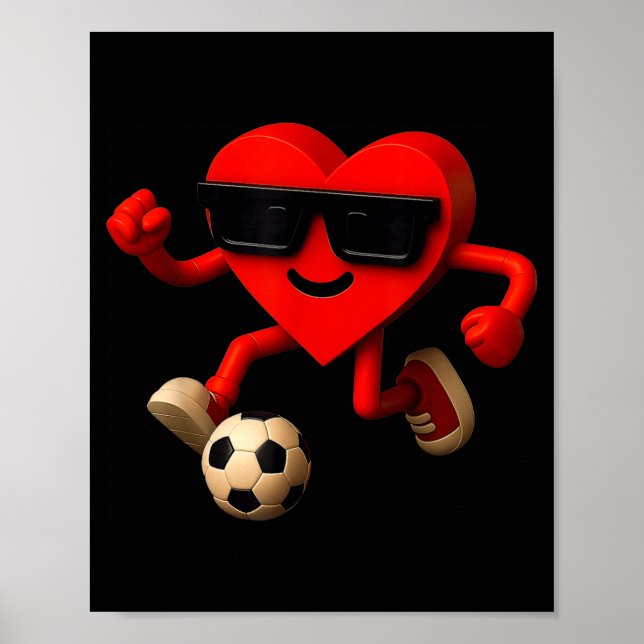Soccer Valentines Day Cute Funny Heart Boys Girls  Poster (Front)