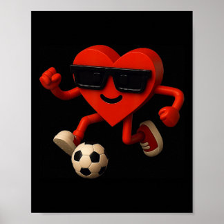 Soccer Valentines Day Cute Funny Heart Boys Girls  Poster