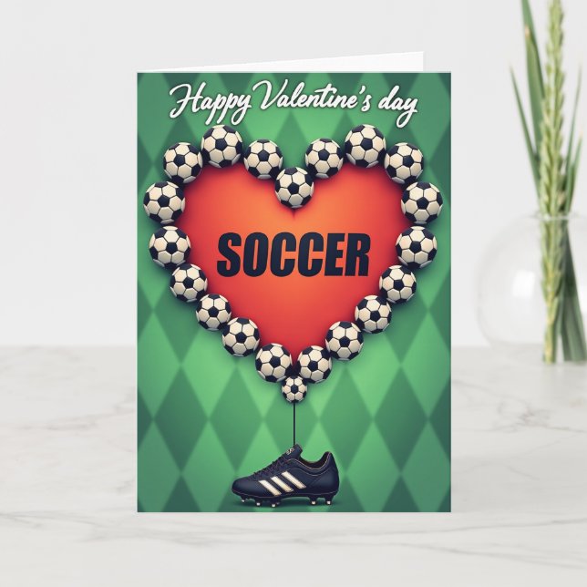 Soccer Valentines Day Heart Card (Front)