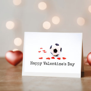 Soccer Valentine's Day with football and red heart Card