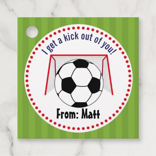 Soccer Valentines School Boys Personalized Name Favor Tags