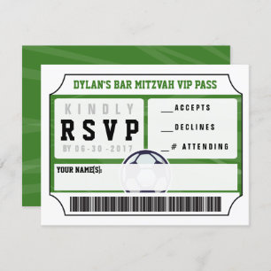 SOCCER VIP REPLY CARD Bar Bat Mitzvah Invitation