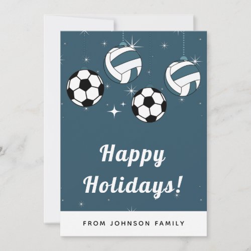 Soccer  Volleyball Balls Hanging Ornament Xmas Holiday Card