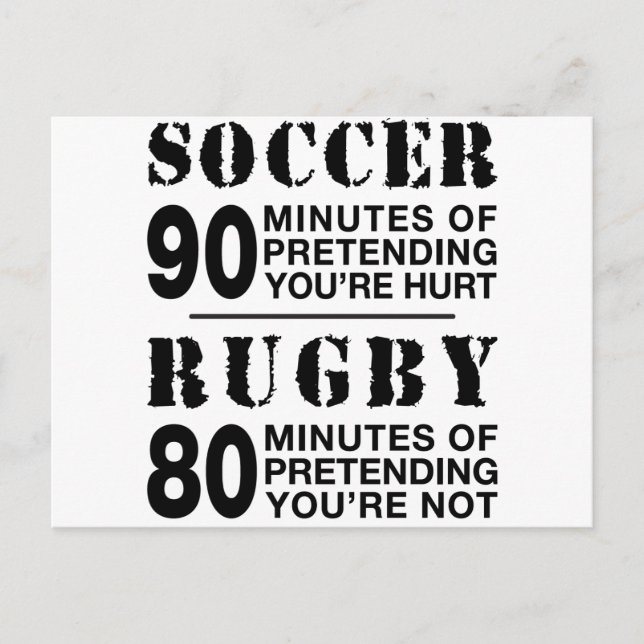 Soccer Vs Rubgy Postcard (Front)