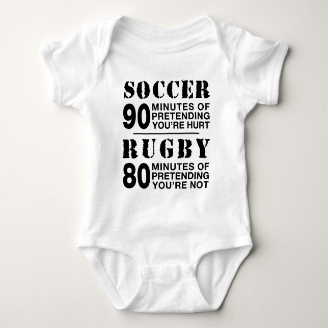 Soccer vs Rugby Baby Bodysuit (Front)