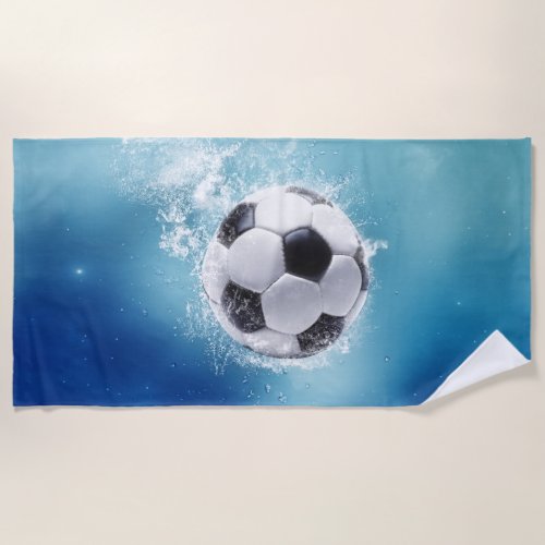 Soccer Water Splash Beach Towel