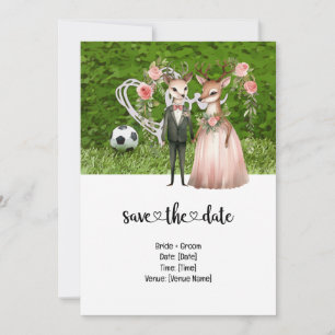 Soccer Wedding themed with ball on green Invitation