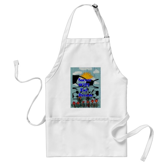 Soccer WIFI Eat Dream – Fun Sports Art Print Adult Apron (Front)