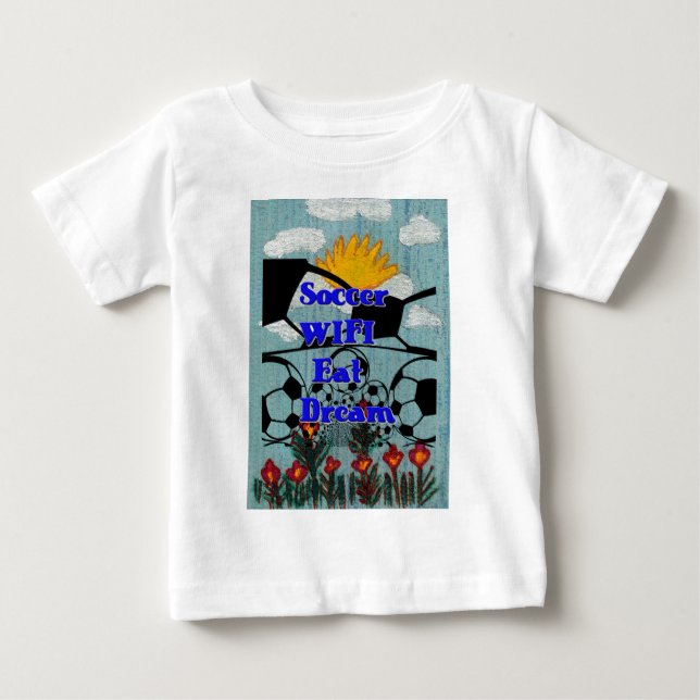 Soccer WIFI Eat Dream – Fun Sports Art Print Baby T-Shirt (Front)