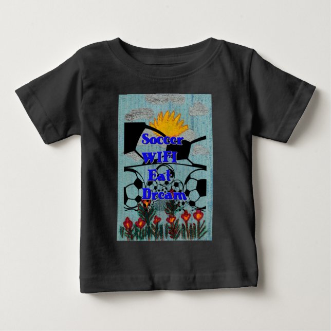 Soccer WIFI Eat Dream – Fun Sports Art Print Baby T-Shirt (Front)