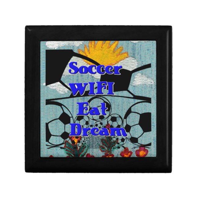 Soccer WIFI Eat Dream – Fun Sports Art Print Jewelry Box (Front)
