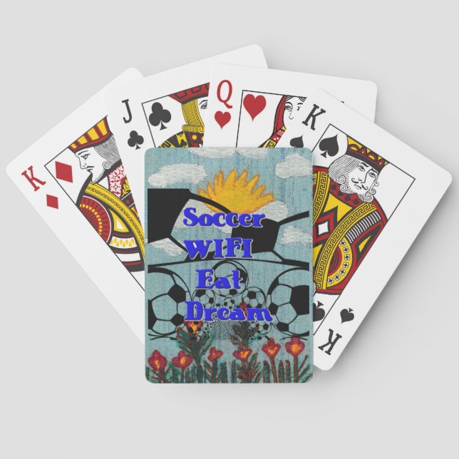 Soccer WIFI Eat Dream – Fun Sports Art Print Poker Cards (Back)