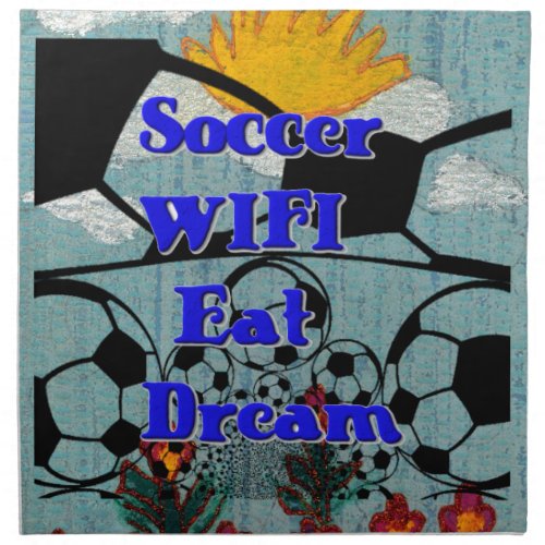 Soccer WIFI Eat Dream Repeat Cloth Napkin