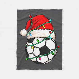 Soccer With Santa Hat Funny Christmas Xmas Gift Fleece Blanket