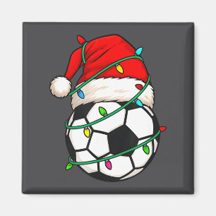 Soccer With Santa Hat Funny Christmas Xmas Gift  Magnet