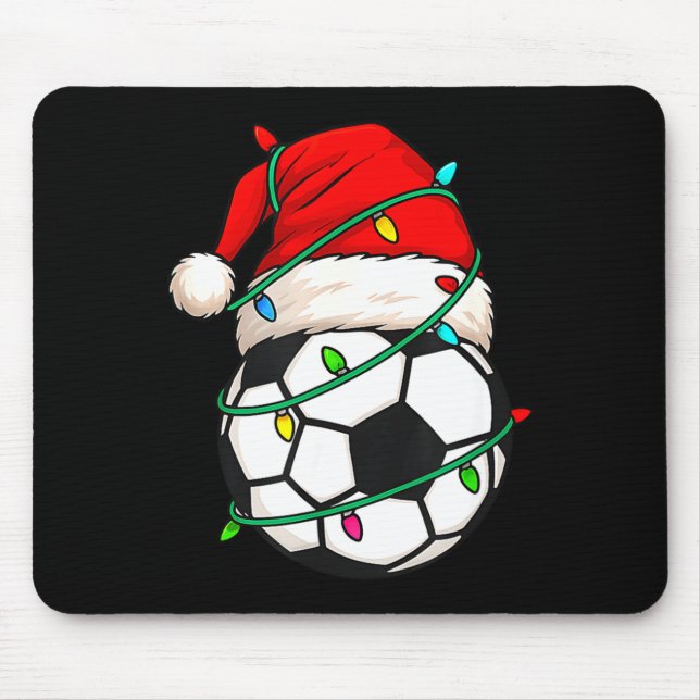 Soccer With Santa Hat Funny Christmas Xmas Gift  Mouse Pad (Front)