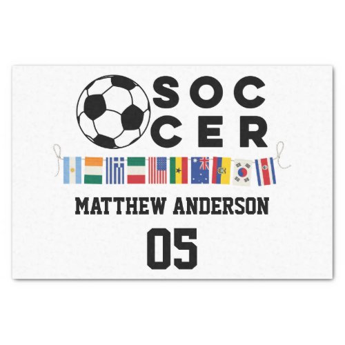 Soccer World Flags Monogram Tissue Paper