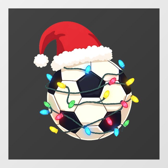 Soccer Wrapped in Christmas Lights Soccer Player  Window Cling (Sheet)