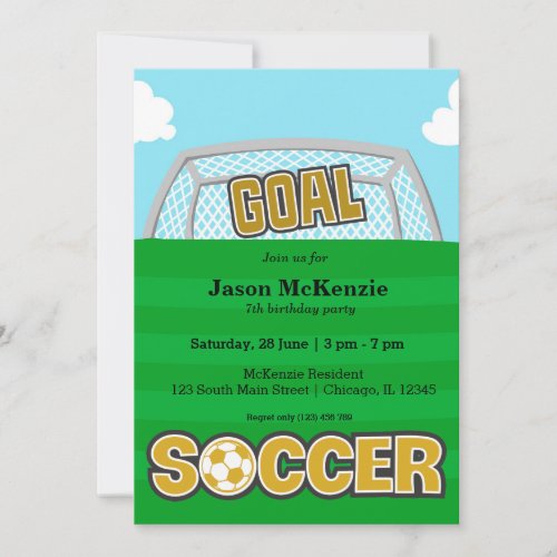 Soccer yellow invitation