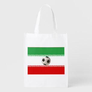 Soccerball with Iranian flag Reusable Grocery Bag