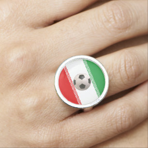 Soccerball with Iranian flag Ring