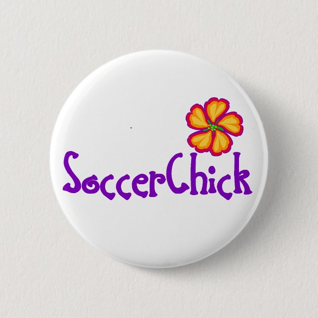 SoccerChick FlowerDark Button (Front)