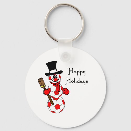 SoccerChick Snowman Happy Holidays Keychain