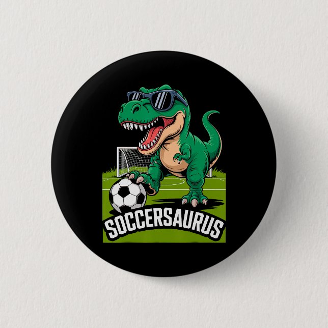 Soccersaurus Dinosaur T-rex Soccer Goalie Player F Button (Front)