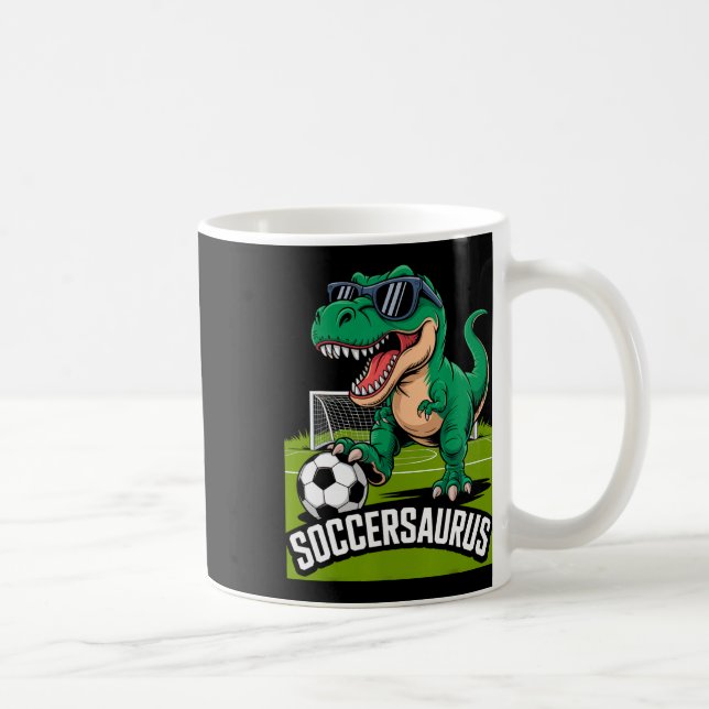Soccersaurus Dinosaur T-rex Soccer Goalie Player F Coffee Mug (Right)