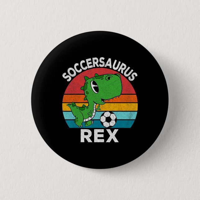 Soccersaurus Rex Soccer Dinosaur For Boys Kids  Button (Front)