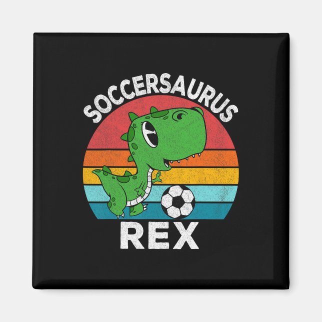 Soccersaurus Rex Soccer Dinosaur For Boys Kids  Magnet (Front)