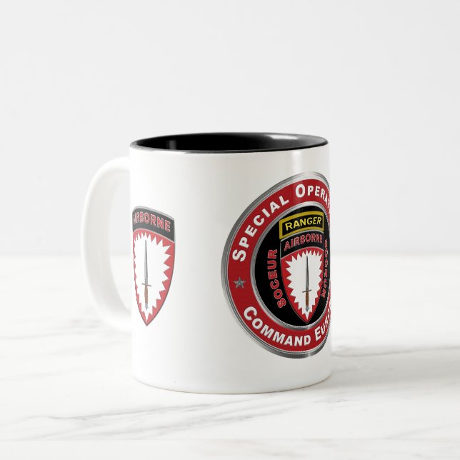 SOCEUR Special Operations Command Europe Two-Tone Coffee Mug (Front Left)
