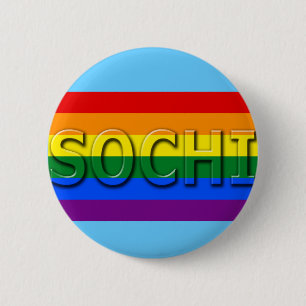 SOCHI Gay Pride Flag Pinback Button