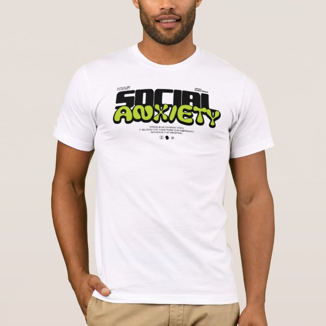 "Social Anxiety" Modern Streetwear Graphic T-Shirt (Front)
